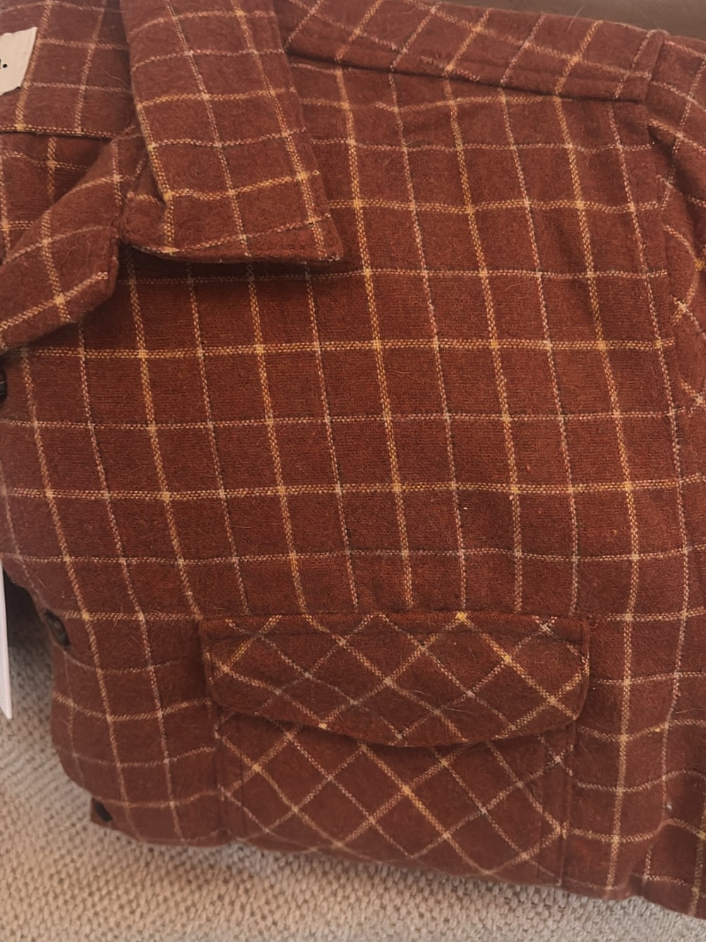 Men's Rust Windowpane Wool flannel